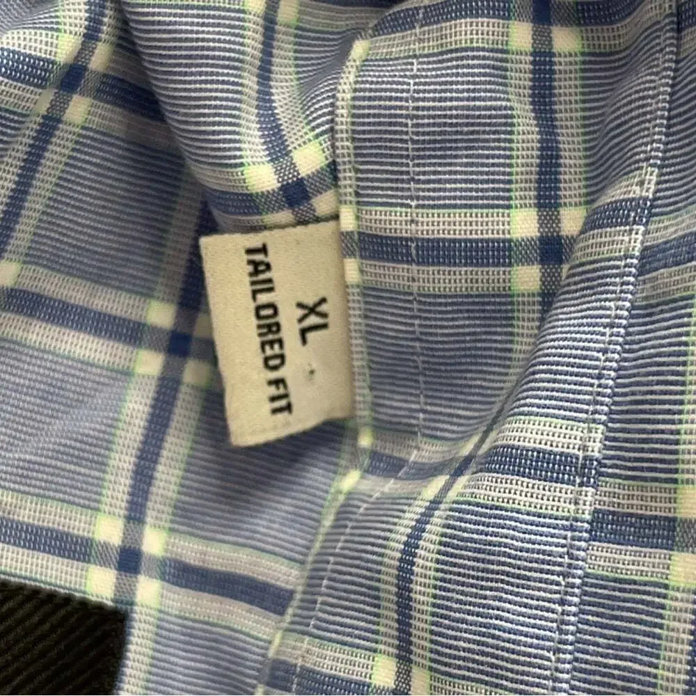 Twillory Untuck(able) Glow Men's Dress Shirt Tailored Fit Size XL Blue Plaid